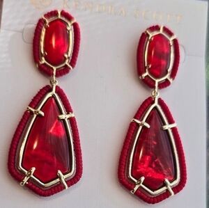 NWT KENDRA SCOTT RED EARRINGS BEAUTIFUL 14K GOLD PLATED OVER BRASS